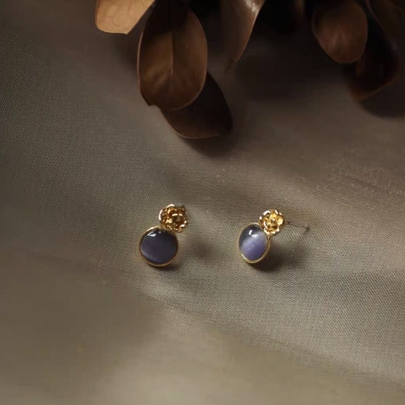 None Jewelry - Retro Purple Alloy Opal Earring